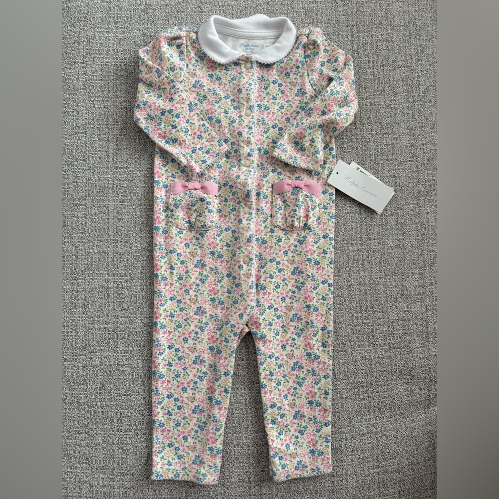 Ralph Lauren Baby Girl Floral Print Coverall 9M